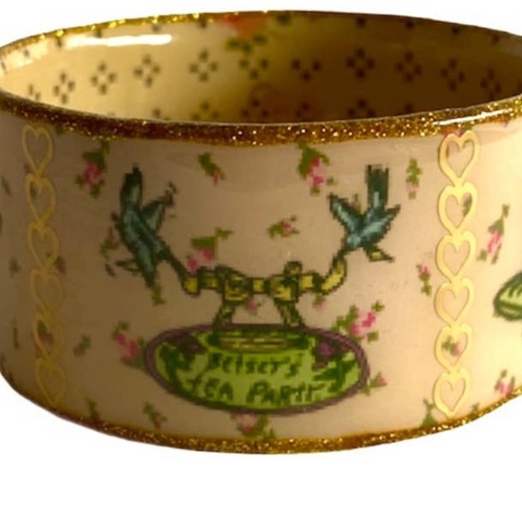 RARE BETSEY JOHNSON TEA PARTY CUFF BANGLE BRACELET REPOSHING ITEM - Picture 2 of 8
